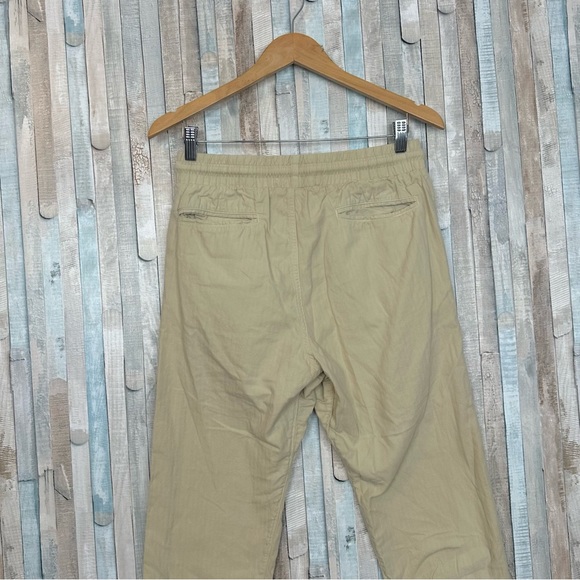 Adam Mar S Tan Cotton Linen Twill Trouser Pants Drawstring Minimalist Casual - Picture 6 of 8